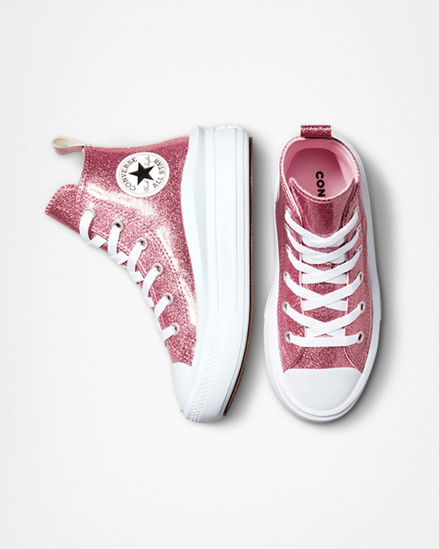 Zapatos Plataforma Converse Chuck Taylor All Star Move Glitter Altas Niña Rosas Moradas Blancas | PE 4L087P